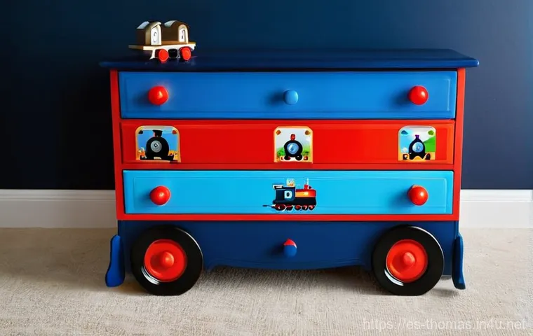 토마스와 친구들 테마 소품 만들기 - **Prompt 1: A Magical Sodor Play Corner**
    A young child, fully dressed in casual play clothes su...