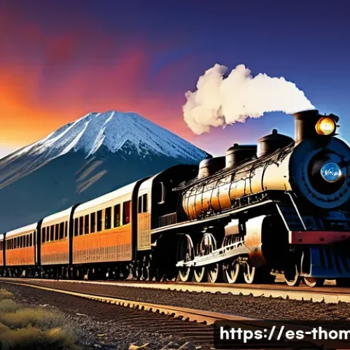 기관차 이름의 숨은 의미 - A powerful, massive locomotive named "Coloso," depicted as a giant steel giant on rugged Argentine t...